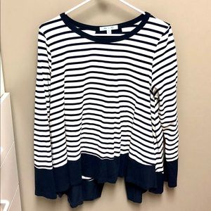 Long Sleeve Navy and White Striped Shirt